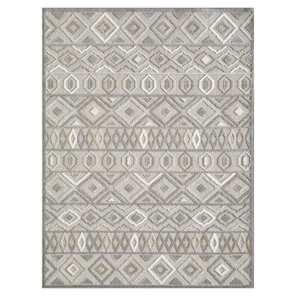 2' X 4' Gray And Ivory Southwestern Stain Resistant Indoor Outdoor Area Rug Homeroots Outdoor