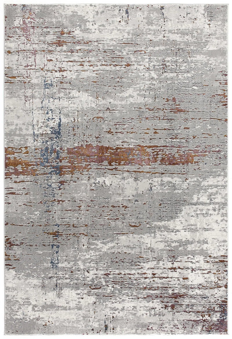 2' X 4' Gray Brown And Red Abstract Area Rug Homeroots Home Decor