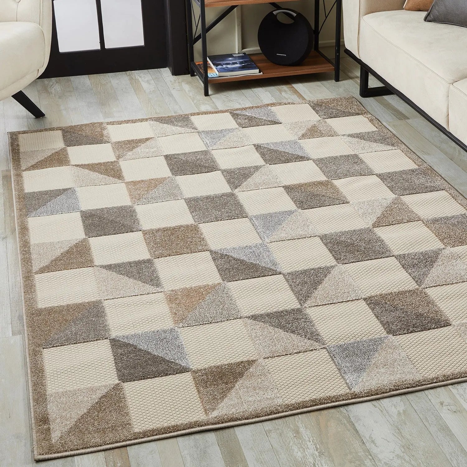 2' X 4' Gray Geometric Stain Resistant Indoor Outdoor Area Rug Homeroots Outdoor