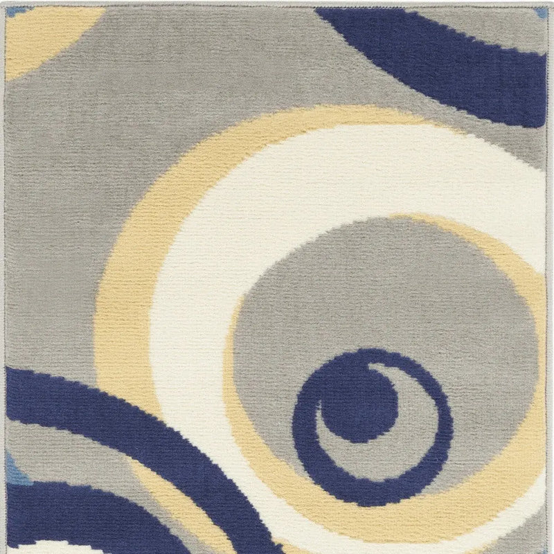 2' X 4' Gray and Blue Geometric Power Loom Area Rug Homeroots Home Decor