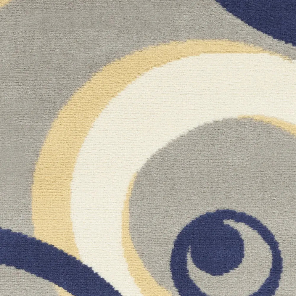 2' X 4' Gray and Blue Geometric Power Loom Area Rug Homeroots Home Decor