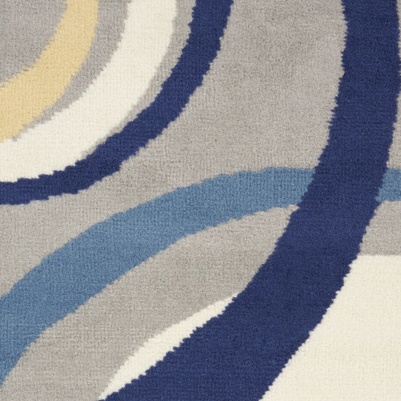 2' X 4' Gray and Blue Geometric Power Loom Area Rug Homeroots Home Decor