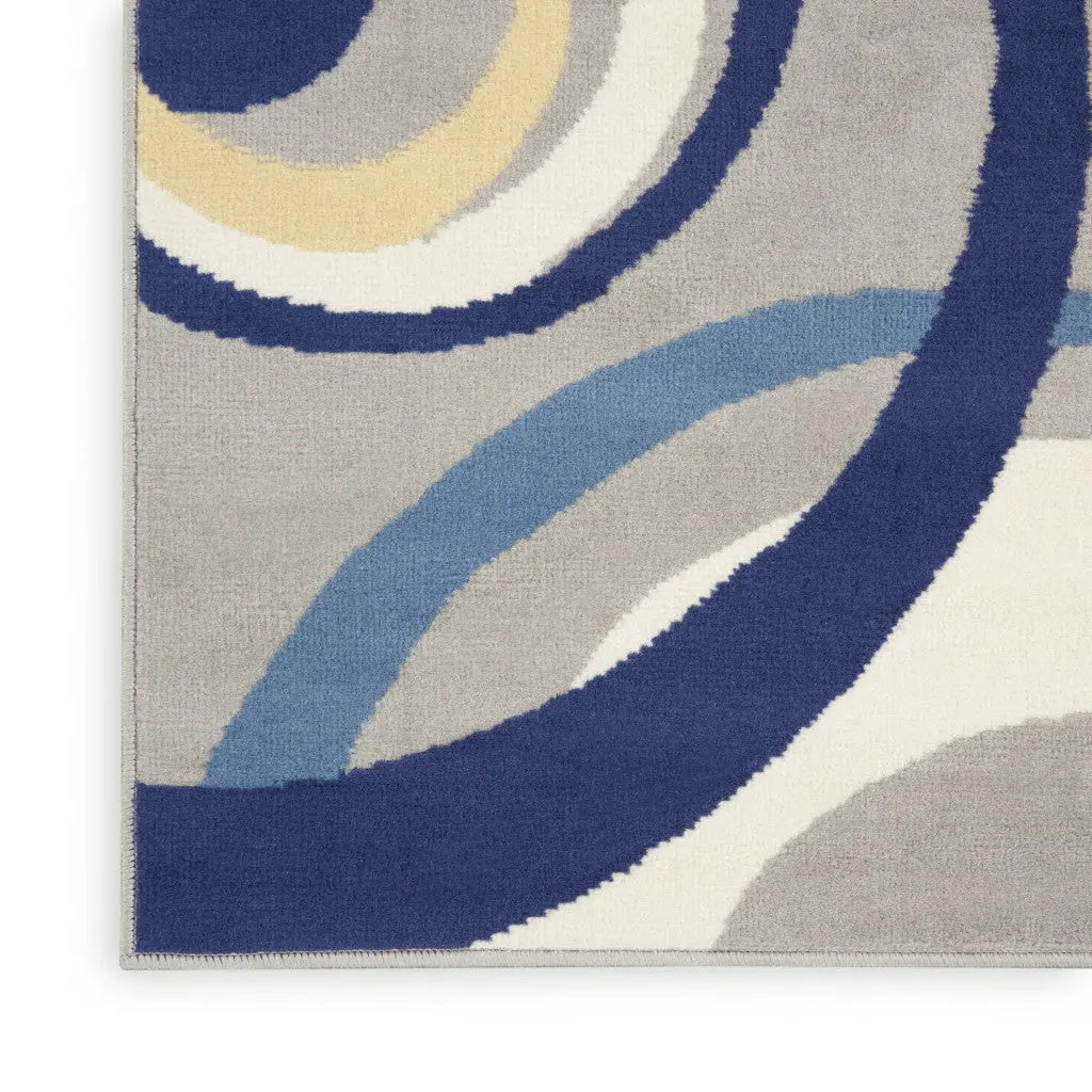 2' X 4' Gray and Blue Geometric Power Loom Area Rug Homeroots Home Decor