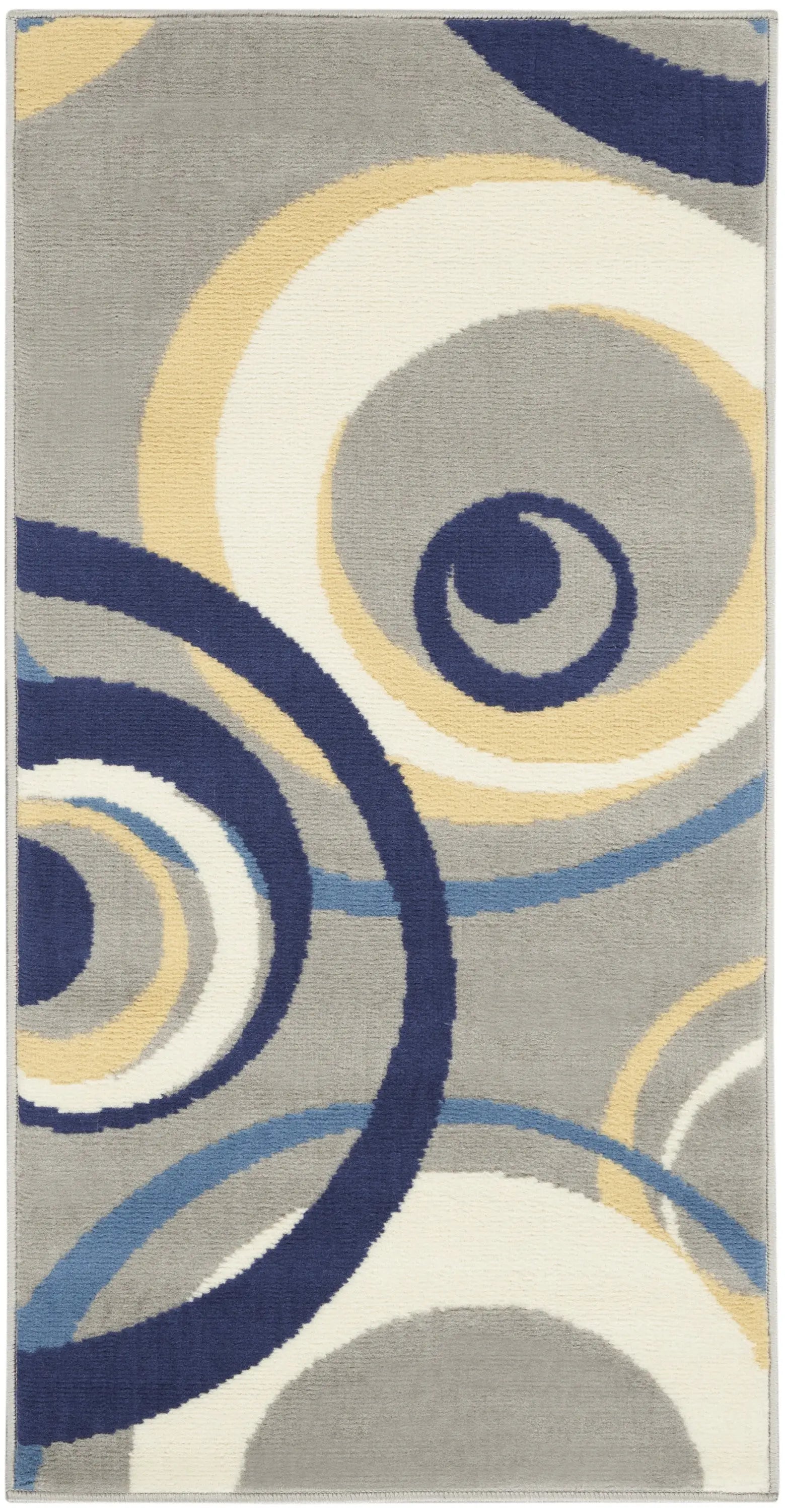 2' X 4' Gray and Blue Geometric Power Loom Area Rug Homeroots Home Decor