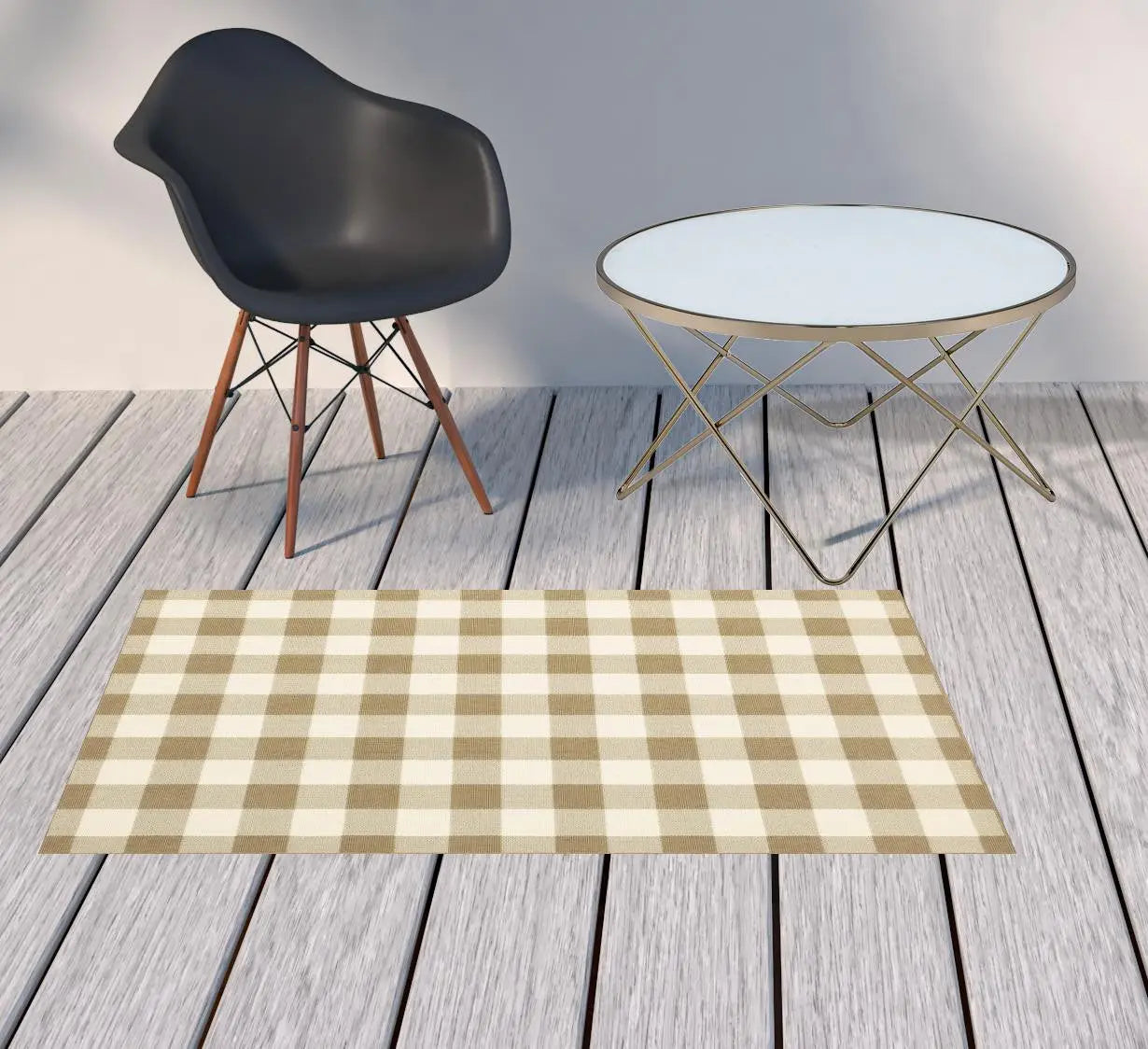 2' X 4' Gray and Ivory Geometric Stain Resistant Indoor Outdoor Area Rug Homeroots Outdoor