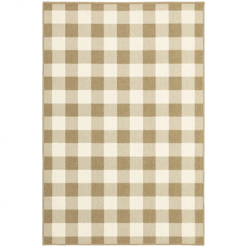 2' X 4' Gray and Ivory Geometric Stain Resistant Indoor Outdoor Area Rug Homeroots Outdoor
