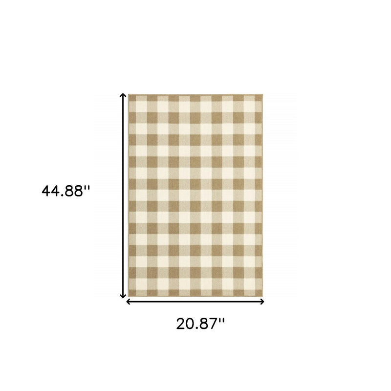 2' X 4' Gray and Ivory Geometric Stain Resistant Indoor Outdoor Area Rug Homeroots Outdoor