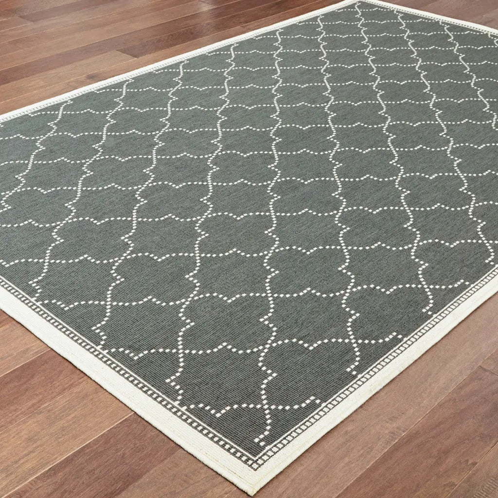 2' X 4' Gray and Ivory Geometric Stain Resistant Indoor Outdoor Area Rug Homeroots Outdoor