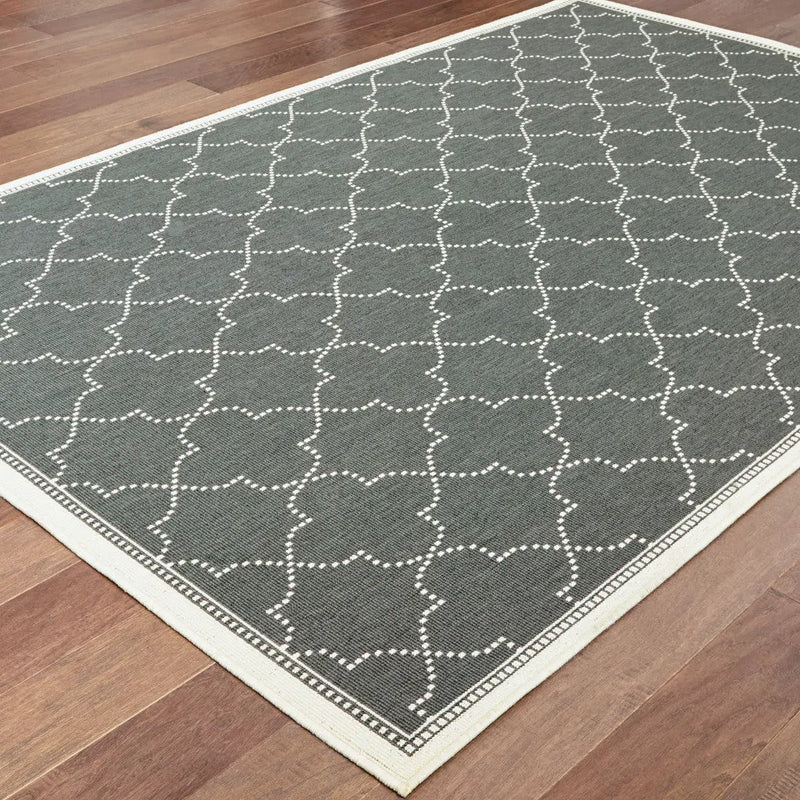 2' X 4' Gray and Ivory Geometric Stain Resistant Indoor Outdoor Area Rug Homeroots Outdoor