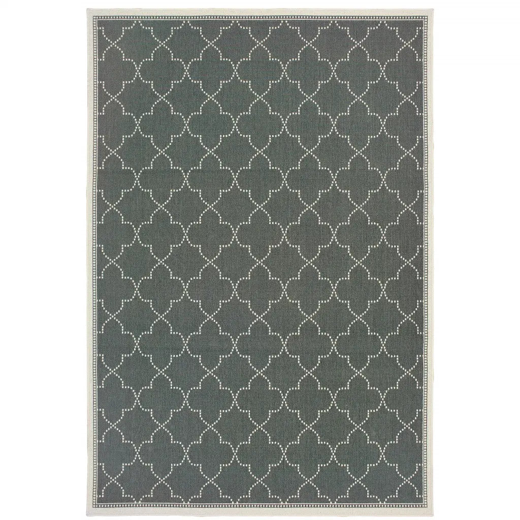2' X 4' Gray and Ivory Geometric Stain Resistant Indoor Outdoor Area Rug Homeroots Outdoor