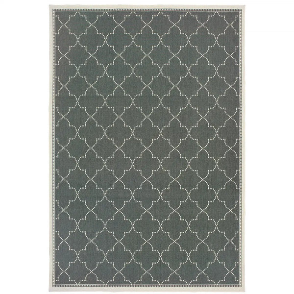 2' X 4' Gray and Ivory Geometric Stain Resistant Indoor Outdoor Area Rug Homeroots Outdoor