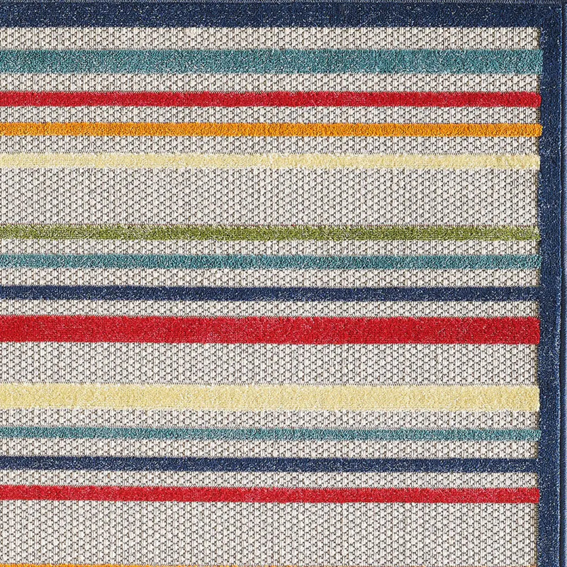 2' X 4' Ivory And Blue Indoor Outdoor Area Rug Homeroots Outdoor