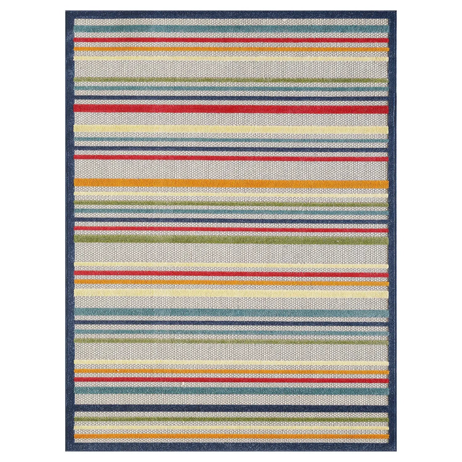 2' X 4' Ivory And Blue Indoor Outdoor Area Rug Homeroots Outdoor