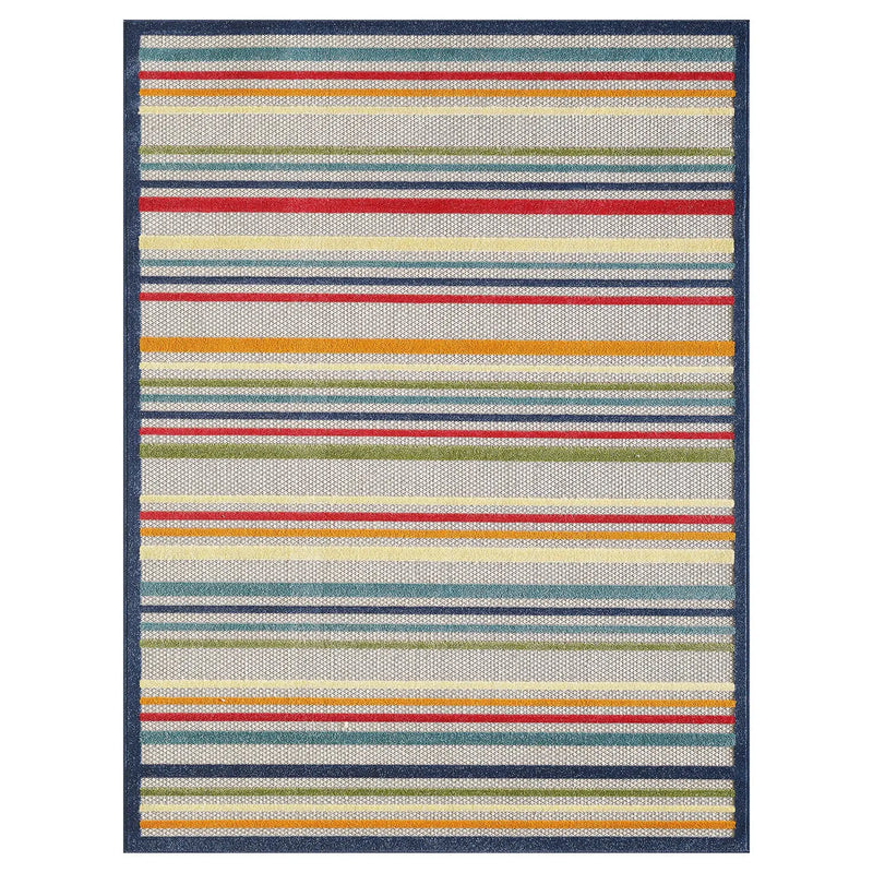 2' X 4' Ivory And Blue Indoor Outdoor Area Rug Homeroots Outdoor