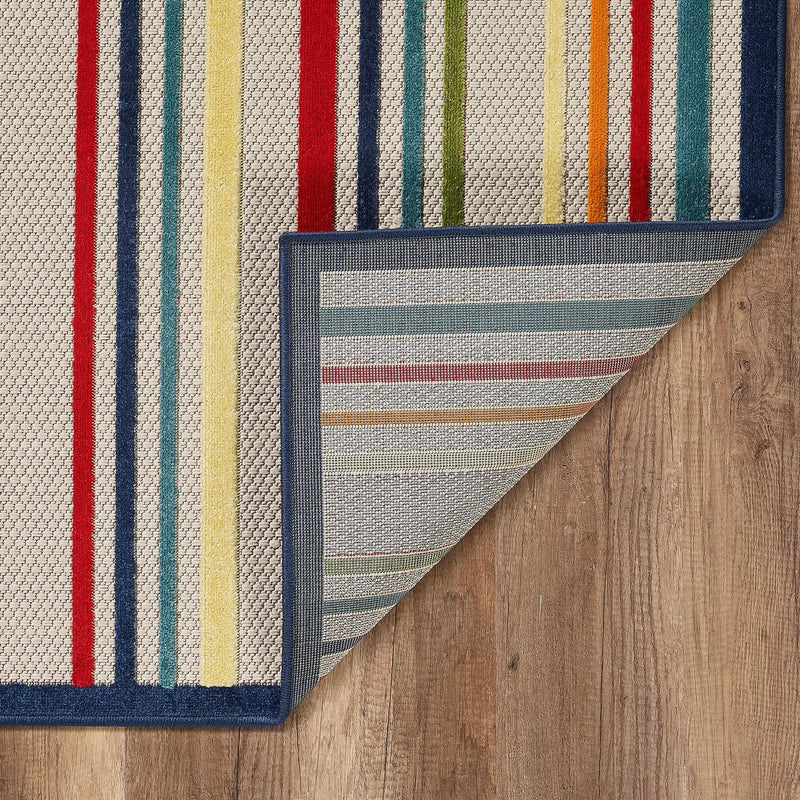 2' X 4' Ivory And Blue Indoor Outdoor Area Rug Homeroots Outdoor
