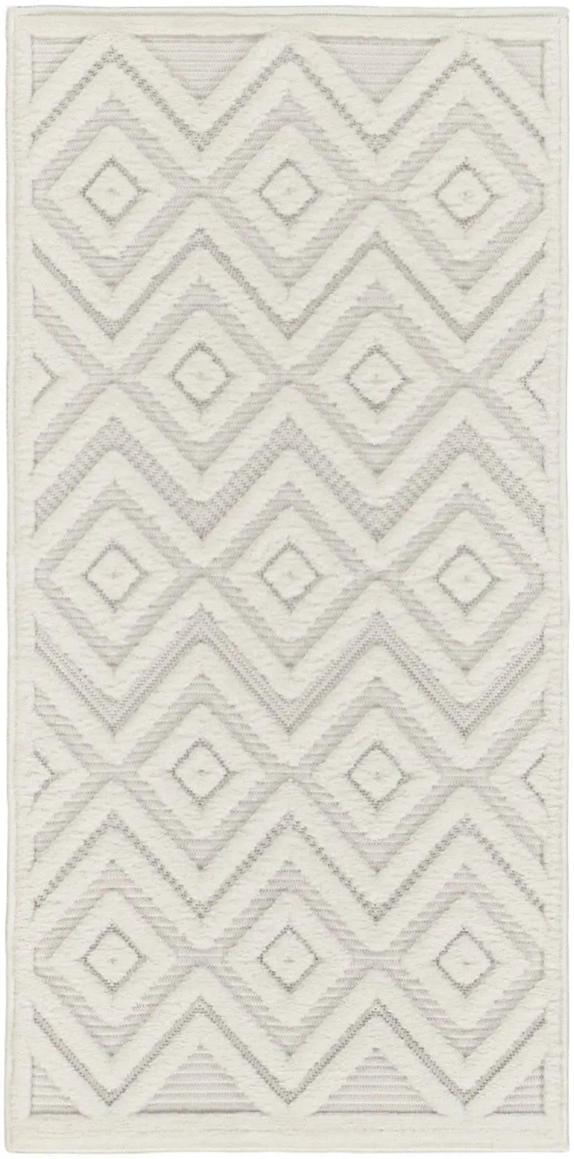 2' X 4' Ivory And White Geometric Indoor Outdoor Area Rug Homeroots Outdoor