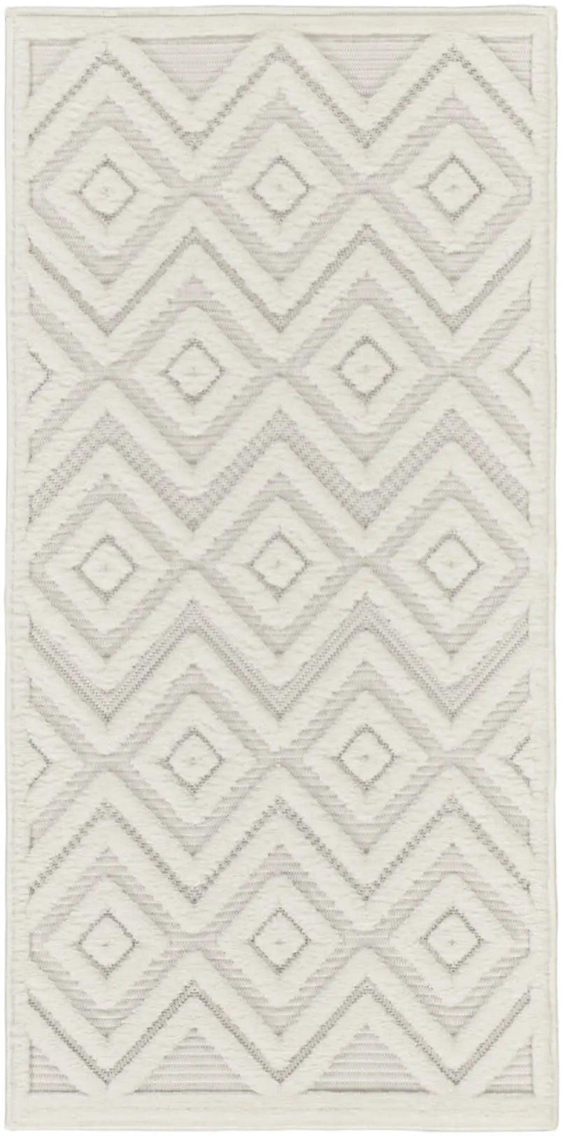 2' X 4' Ivory And White Geometric Indoor Outdoor Area Rug Homeroots Outdoor