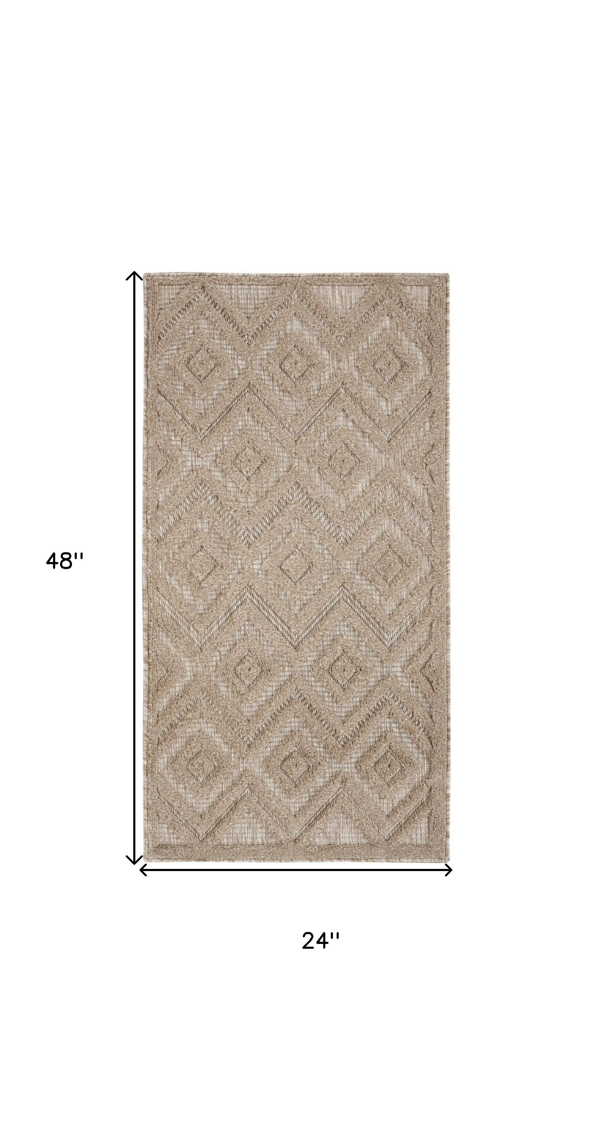 2' X 4' Natural And Beige Geometric Indoor Outdoor Area Rug Homeroots Outdoor
