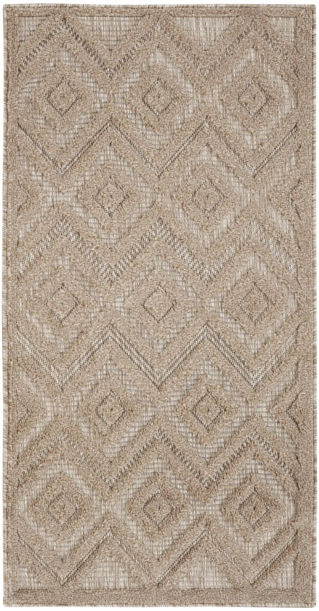 2' X 4' Natural And Beige Geometric Indoor Outdoor Area Rug Homeroots Outdoor