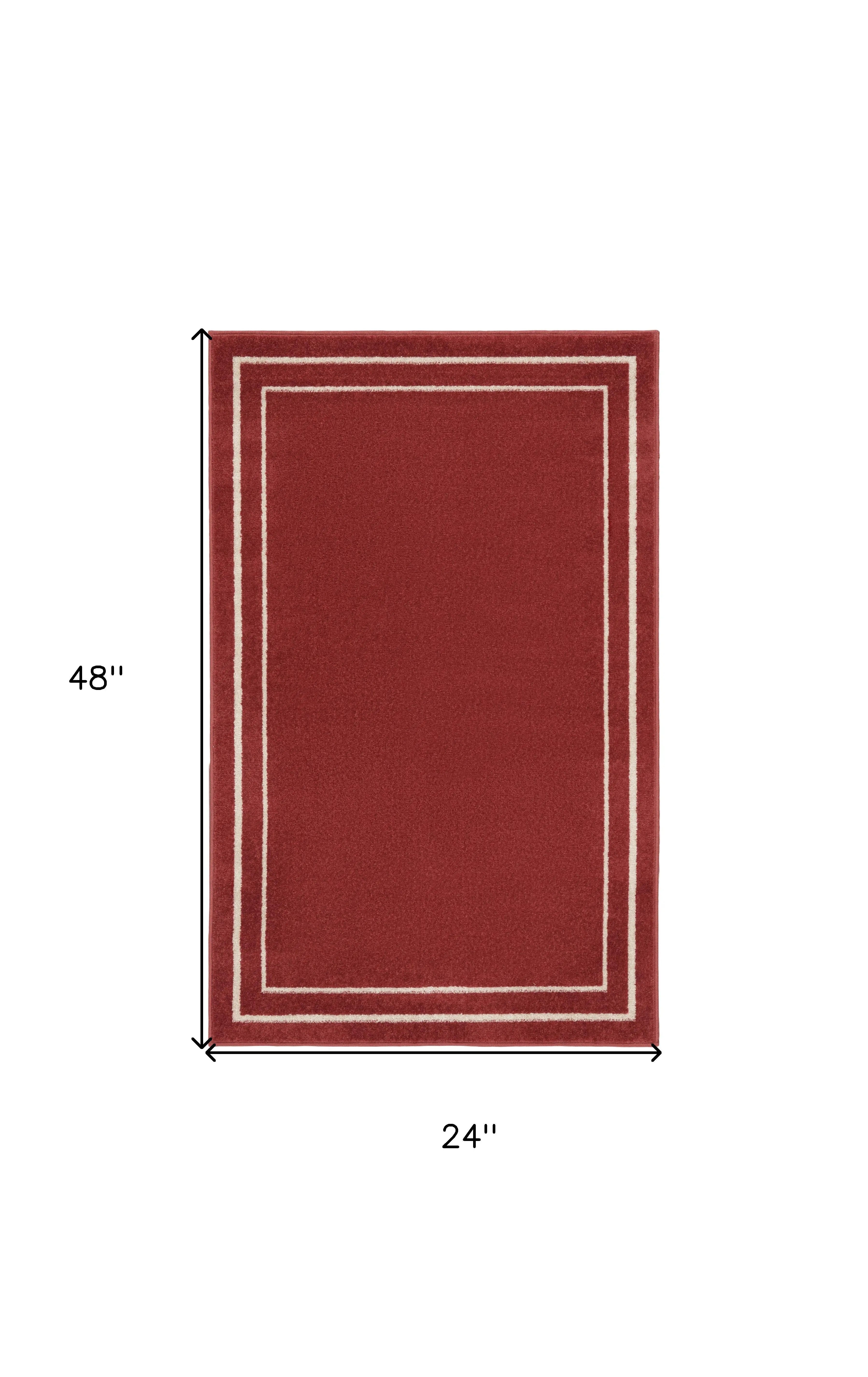 2' X 4' Red And Ivory Indoor Outdoor Area Rug Homeroots Outdoor