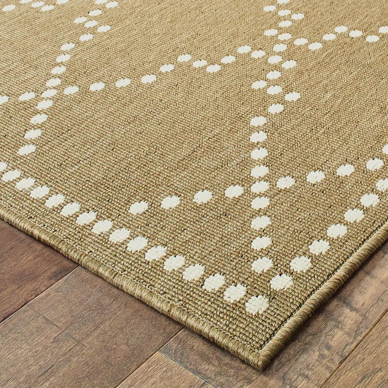 2' X 4' Tan Geometric Stain Resistant Indoor Outdoor Area Rug Homeroots Outdoor