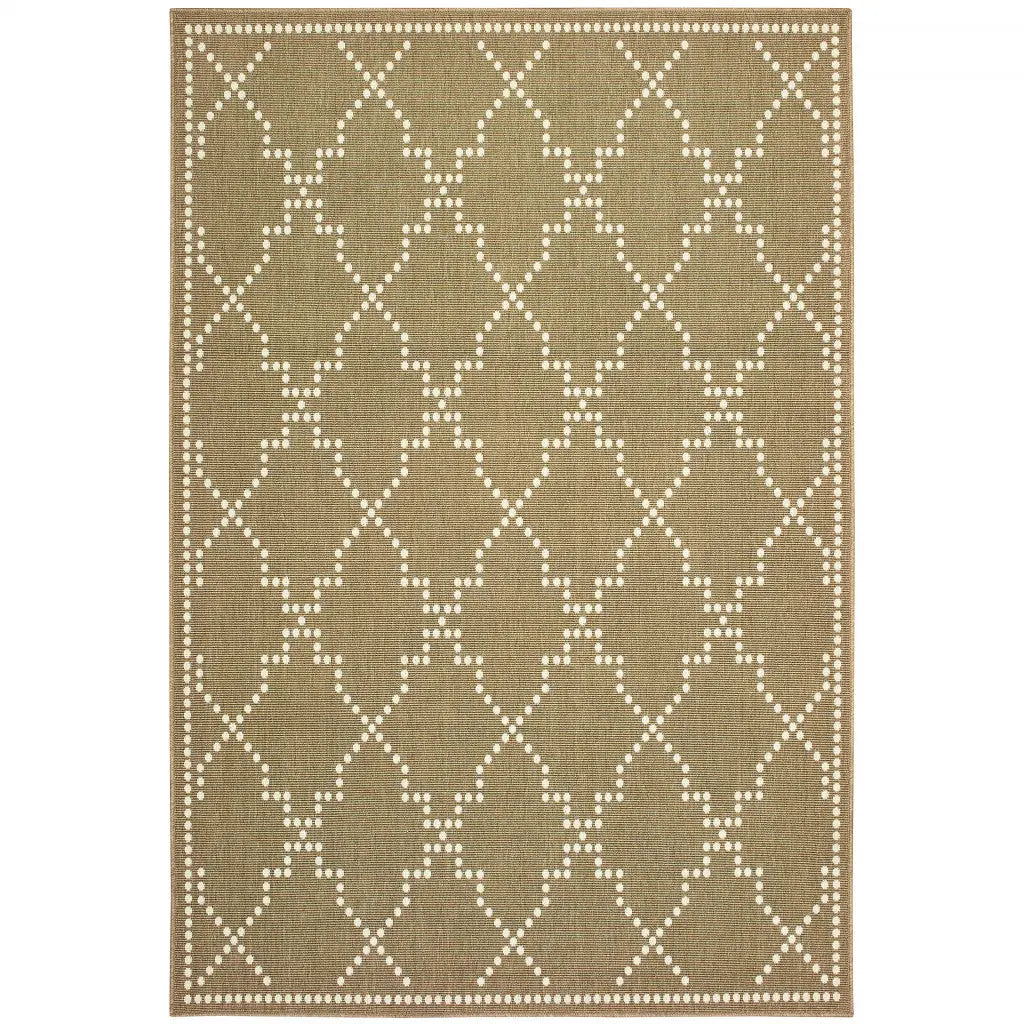 2' X 4' Tan Geometric Stain Resistant Indoor Outdoor Area Rug Homeroots Outdoor