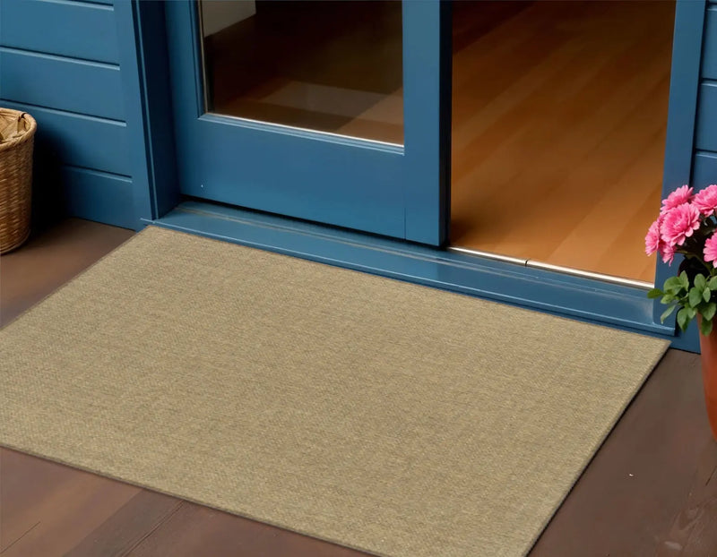 2' X 4' Tan Stain Resistant Indoor Outdoor Area Rug Homeroots Outdoor