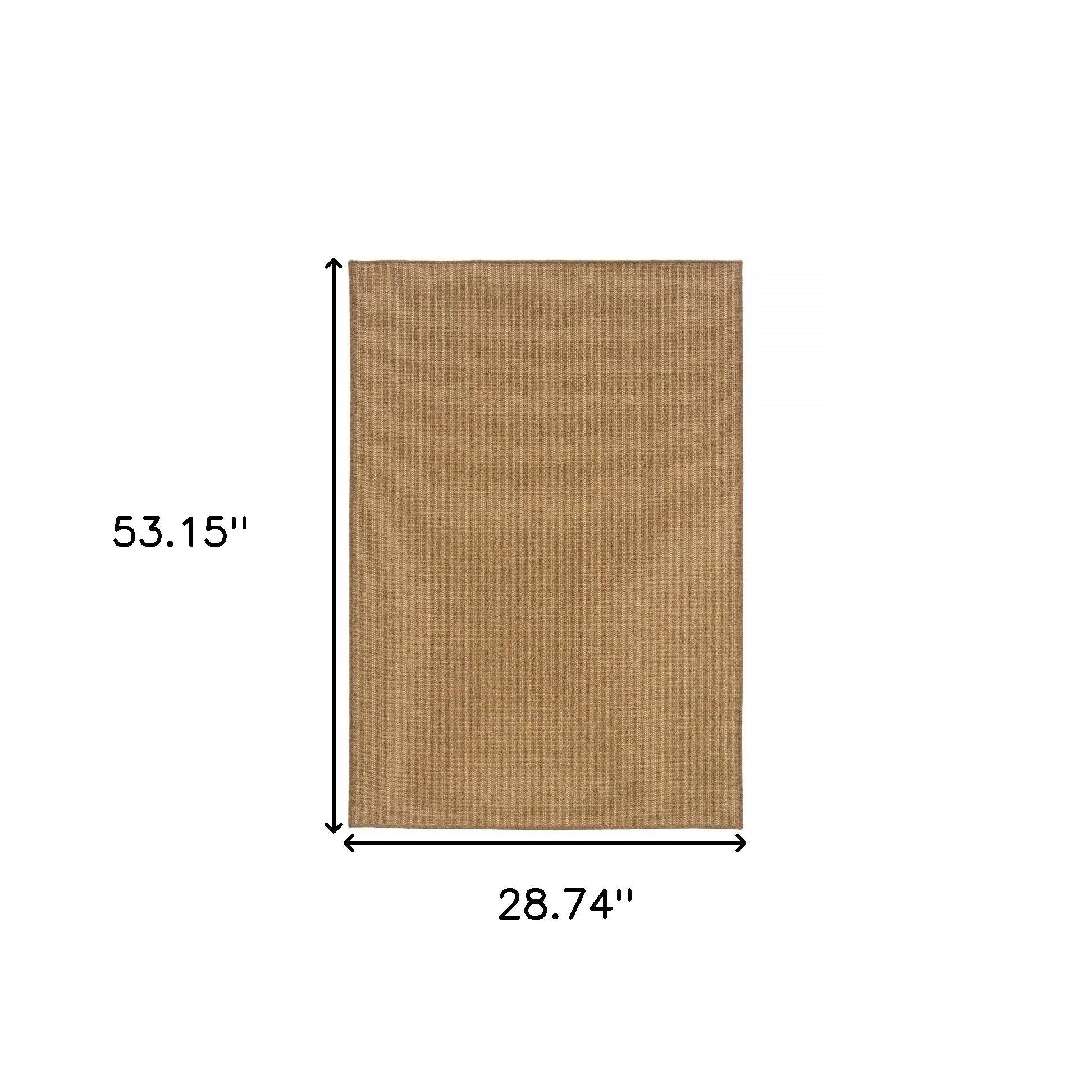 2' X 4' Tan Striped Stain Resistant Indoor Outdoor Area Rug Homeroots Outdoor