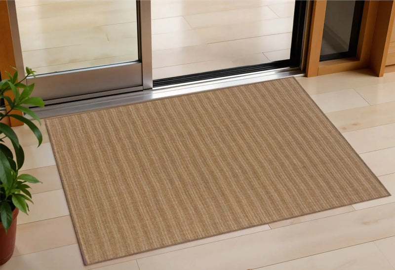 2' X 4' Tan Striped Stain Resistant Indoor Outdoor Area Rug Homeroots Outdoor