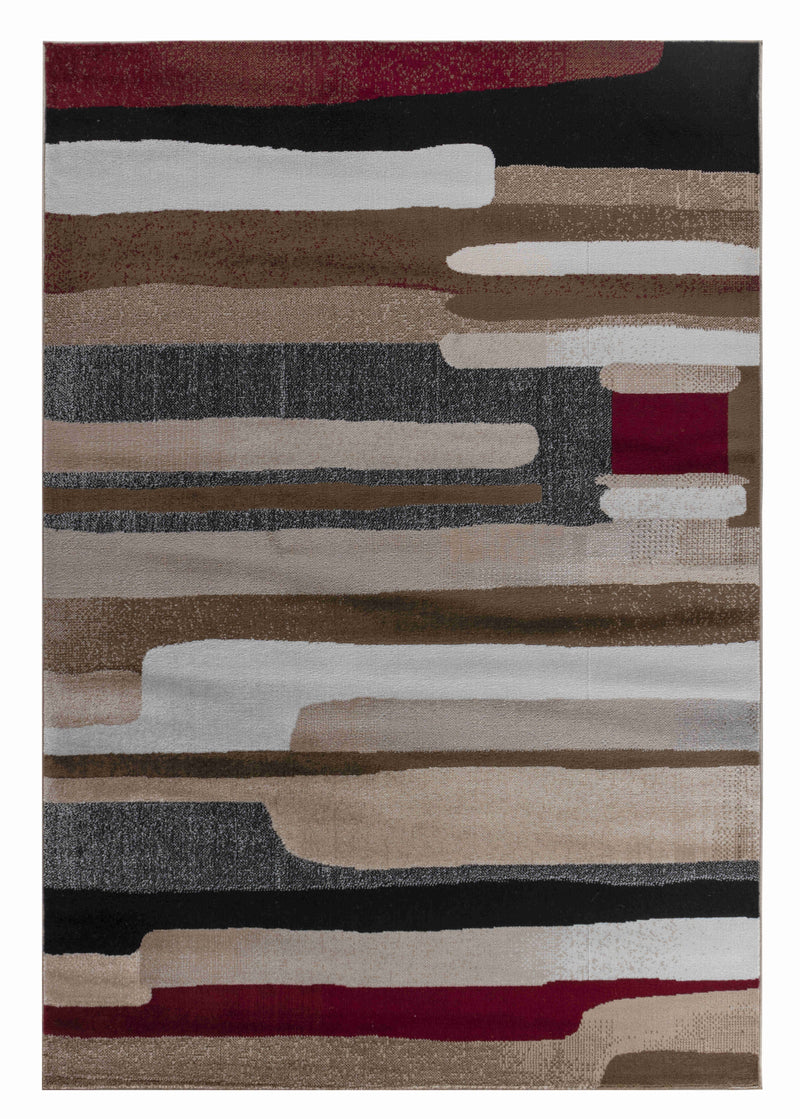 2' X 5' Brown And Red Abstract Area Rug Homeroots Home Decor