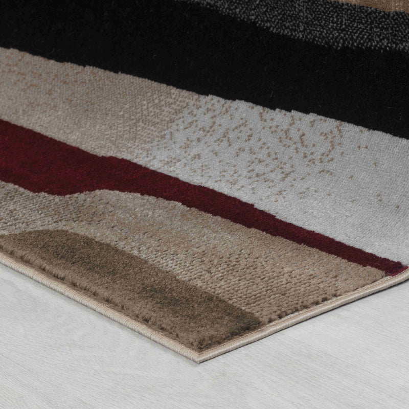 2' X 5' Brown And Red Abstract Area Rug Homeroots Home Decor