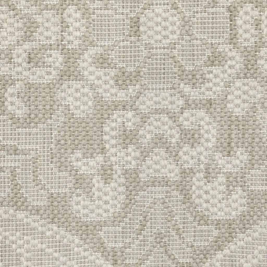 2' X 7' Gray and Ivory Floral Stain Resistant Indoor Outdoor Area Rug Homeroots Outdoor