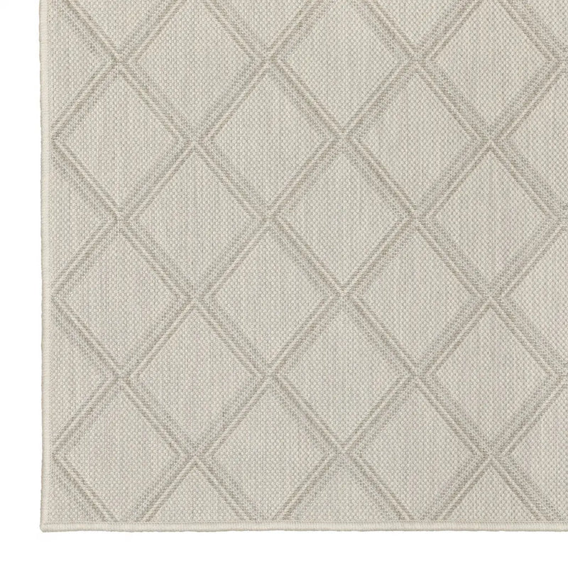 2' X 7' Gray and Ivory Geometric Stain Resistant Indoor Outdoor Area Rug Homeroots Outdoor
