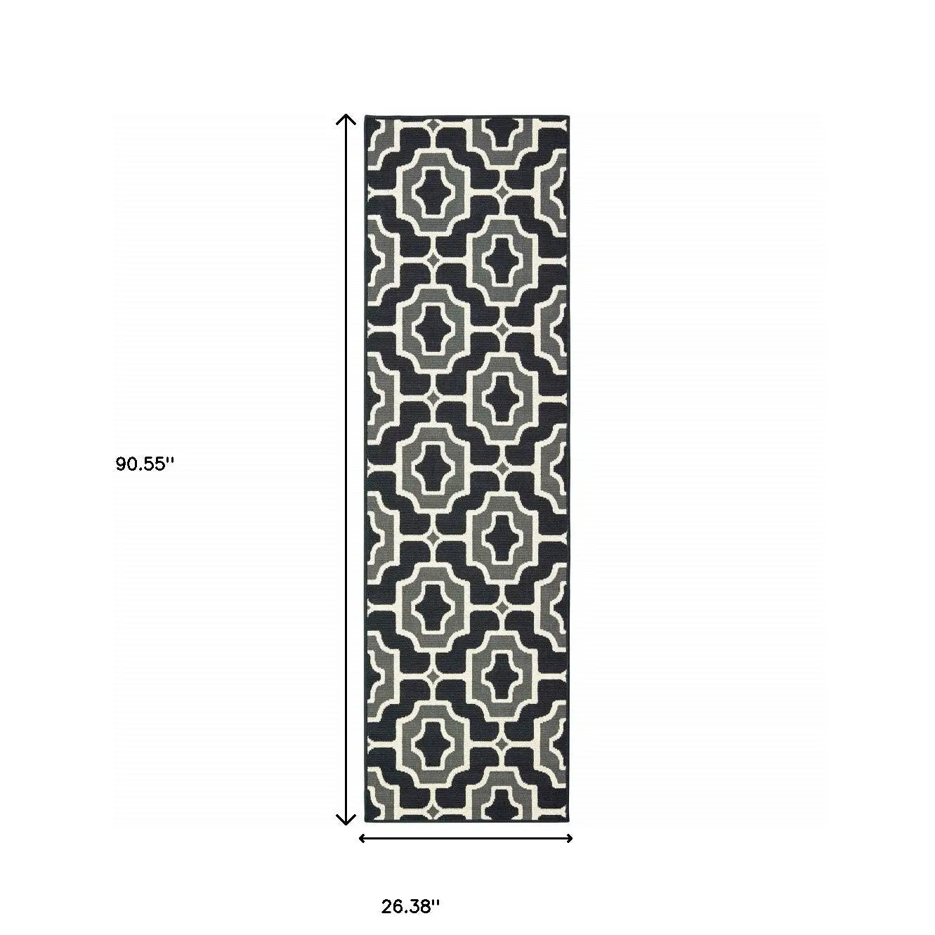 2' X 8' Black and Gray Geometric Stain Resistant Indoor Outdoor Area Rug Homeroots Outdoor