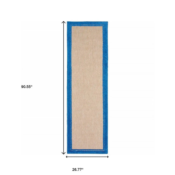 2' X 8' Blue and Beige Stain Resistant Indoor Outdoor Area Rug Homeroots Outdoor
