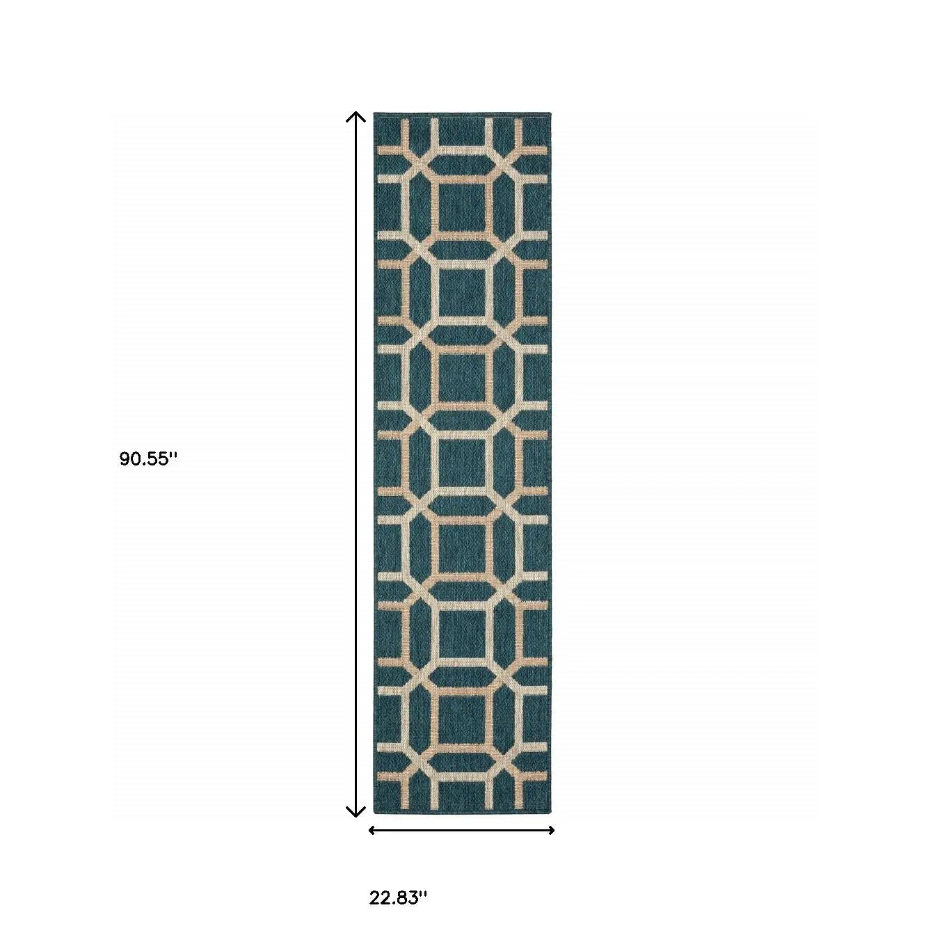 2' X 8' Blue and Gray Geometric Stain Resistant Indoor Outdoor Area Rug Homeroots Outdoor