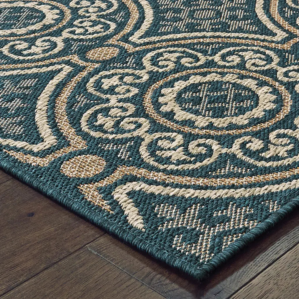 2' X 8' Blue and Gray Geometric Stain Resistant Indoor Outdoor Area Rug Homeroots Outdoor