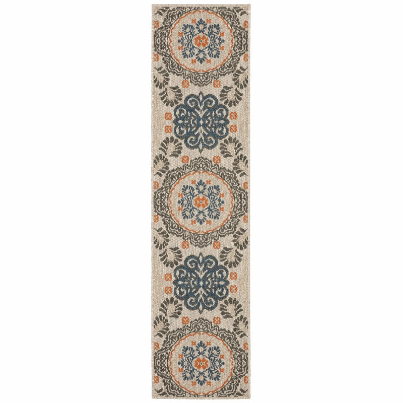 2' X 8' Blue and Gray Moroccan Indoor Outdoor Area Rug Homeroots Outdoor