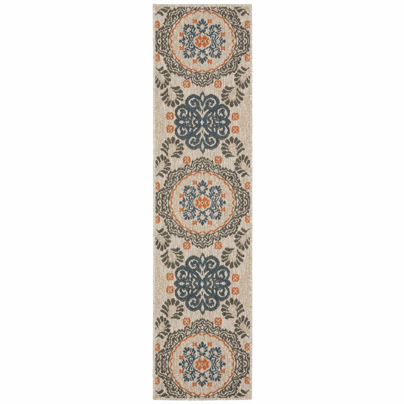 2' X 8' Blue and Gray Moroccan Indoor Outdoor Area Rug Homeroots Outdoor