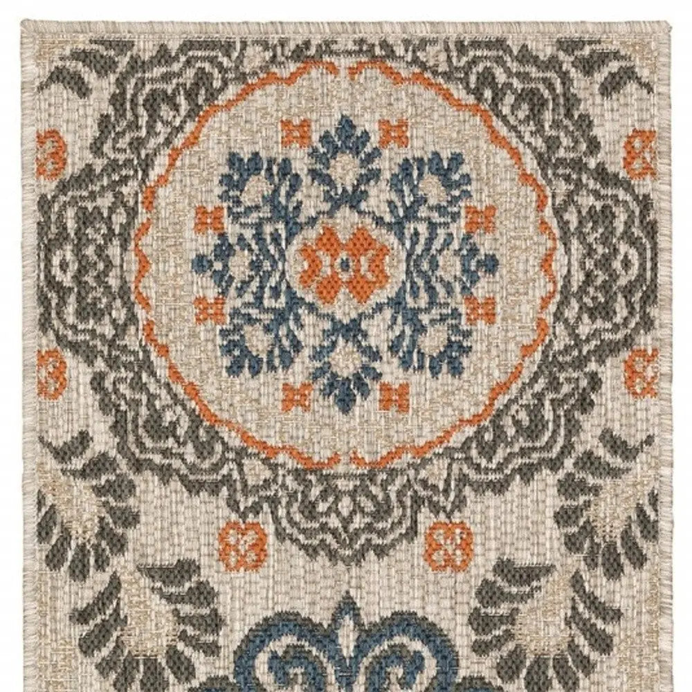 2' X 8' Blue and Gray Moroccan Indoor Outdoor Area Rug Homeroots Outdoor