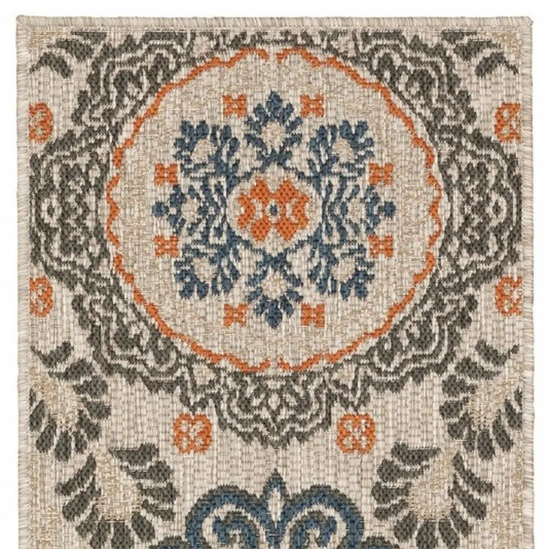 2' X 8' Blue and Gray Moroccan Indoor Outdoor Area Rug Homeroots Outdoor