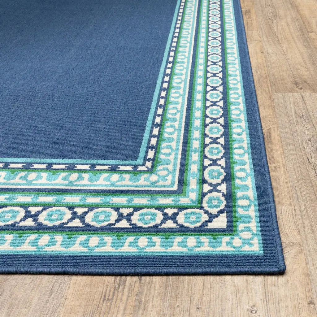 2' X 8' Blue and Green Indoor Outdoor Area Rug Homeroots Outdoor