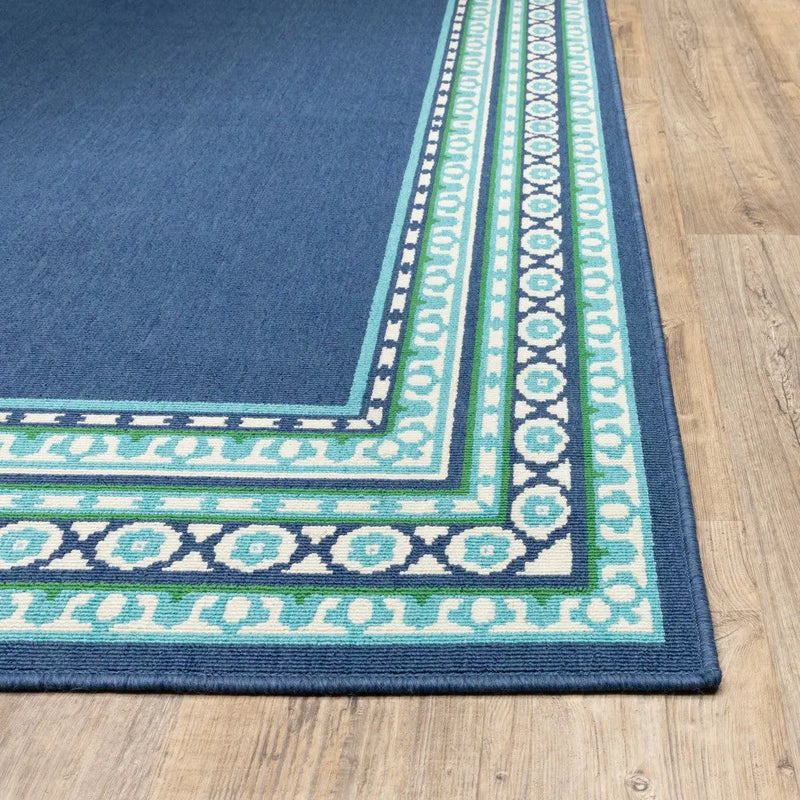2' X 8' Blue and Green Indoor Outdoor Area Rug Homeroots Outdoor