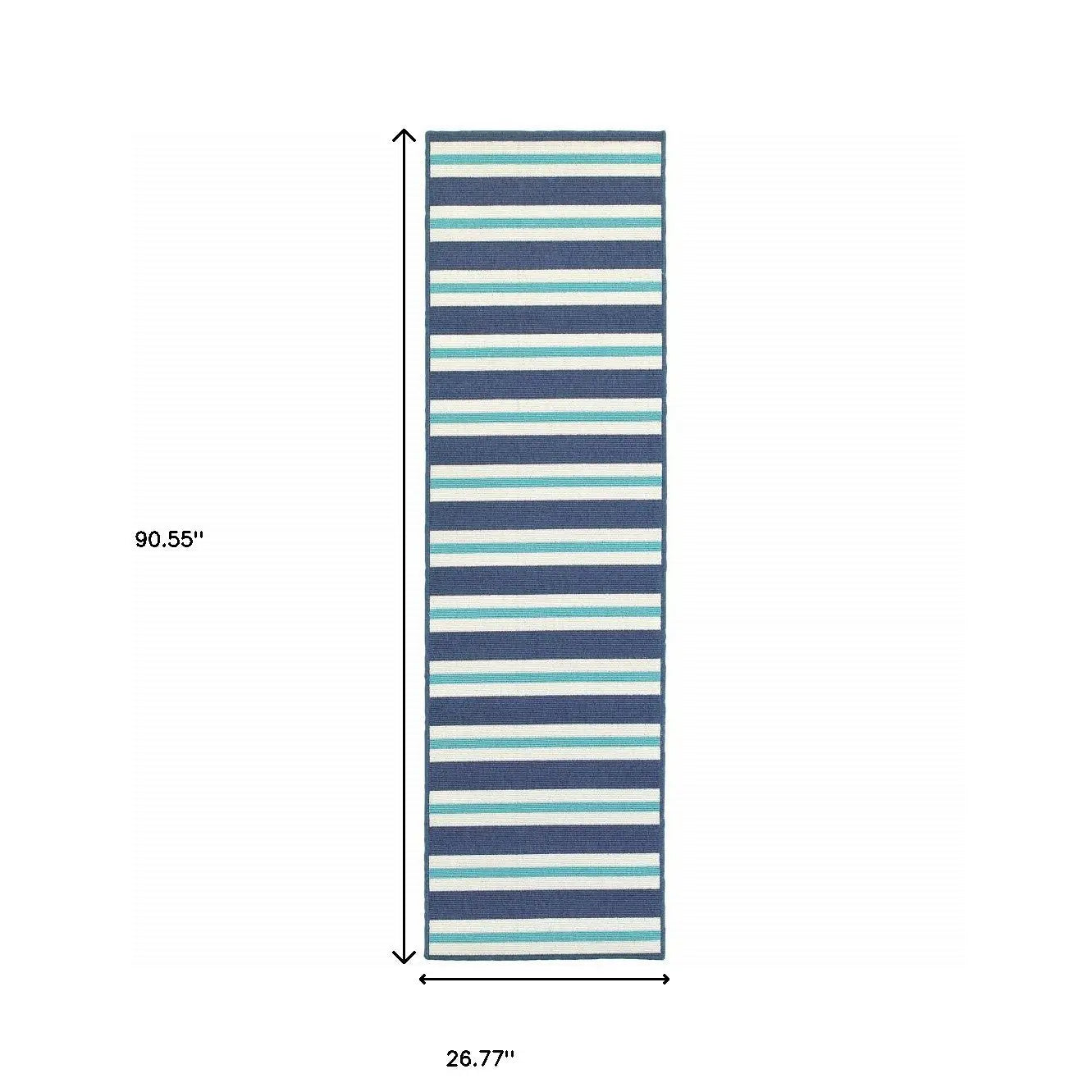 2' X 8' Blue and Ivory Geometric Stain Resistant Indoor Outdoor Area Rug Homeroots Outdoor