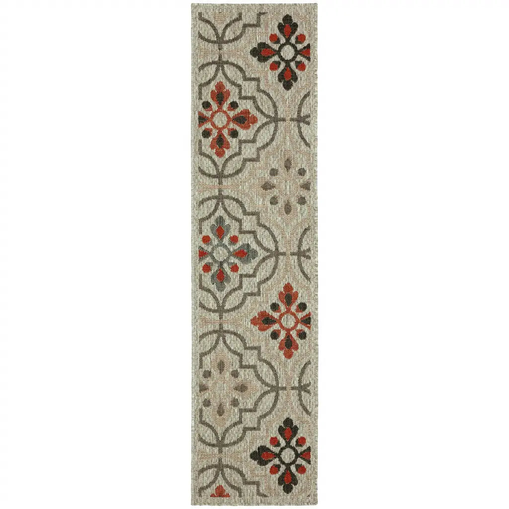 2' X 8' Gray Geometric Stain Resistant Indoor Outdoor Area Rug Homeroots Outdoor