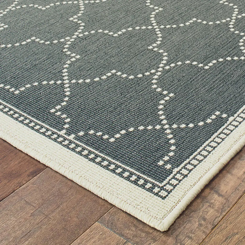 2' X 8' Gray and Ivory Geometric Stain Resistant Indoor Outdoor Area Rug Homeroots Outdoor