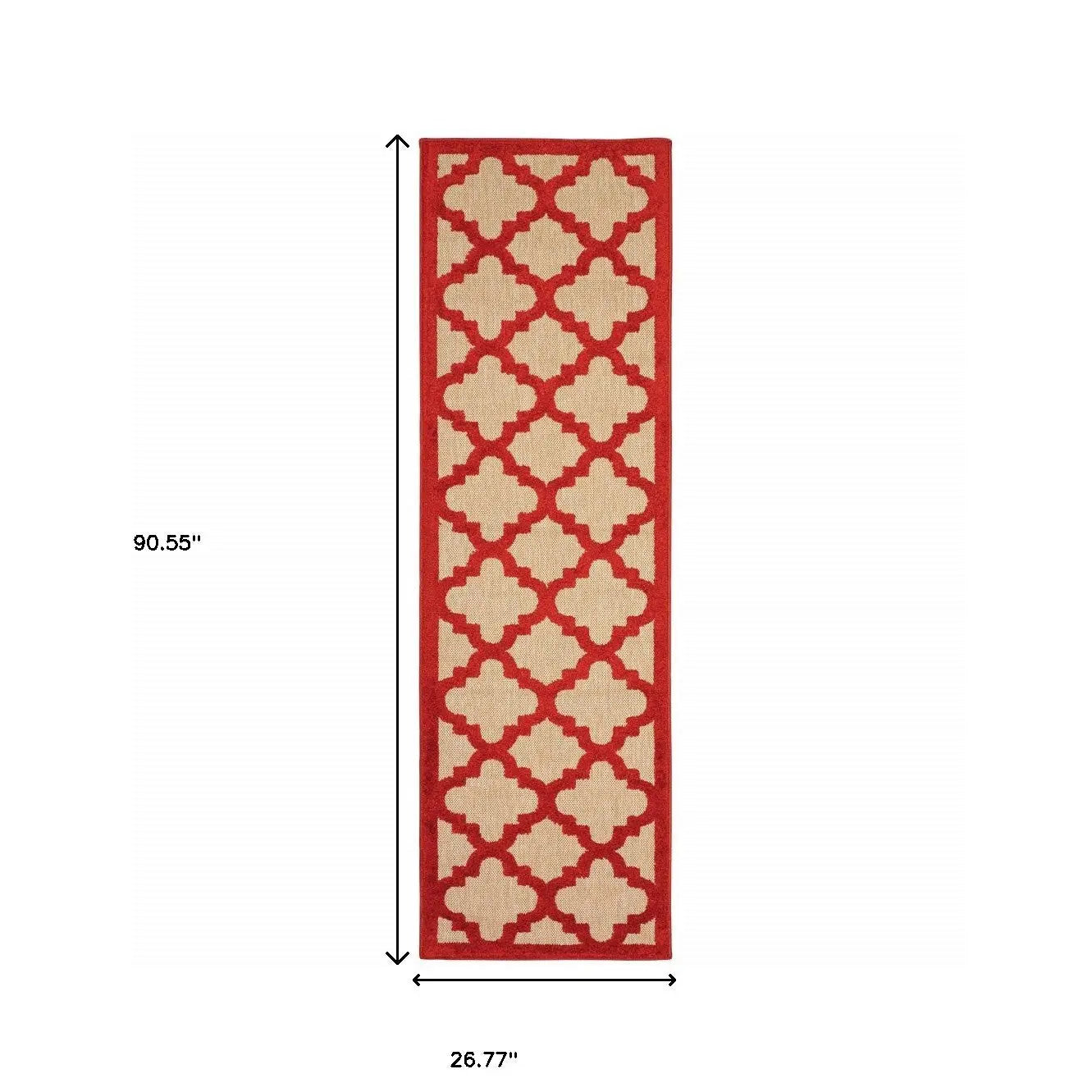 2' X 8' Red Geometric Stain Resistant Indoor Outdoor Area Rug Homeroots Outdoor
