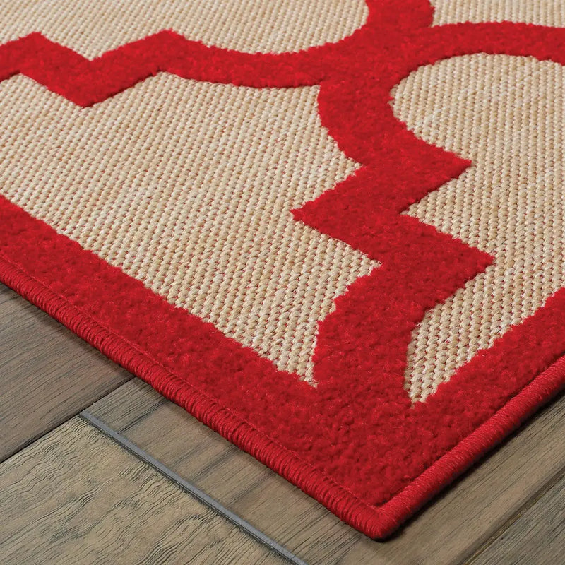 2' X 8' Red Geometric Stain Resistant Indoor Outdoor Area Rug Homeroots Outdoor