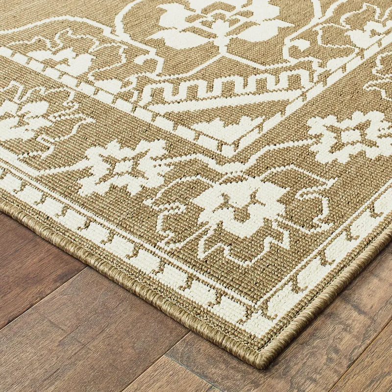 2' X 8' Tan Oriental Stain Resistant Indoor Outdoor Area Rug Homeroots Outdoor