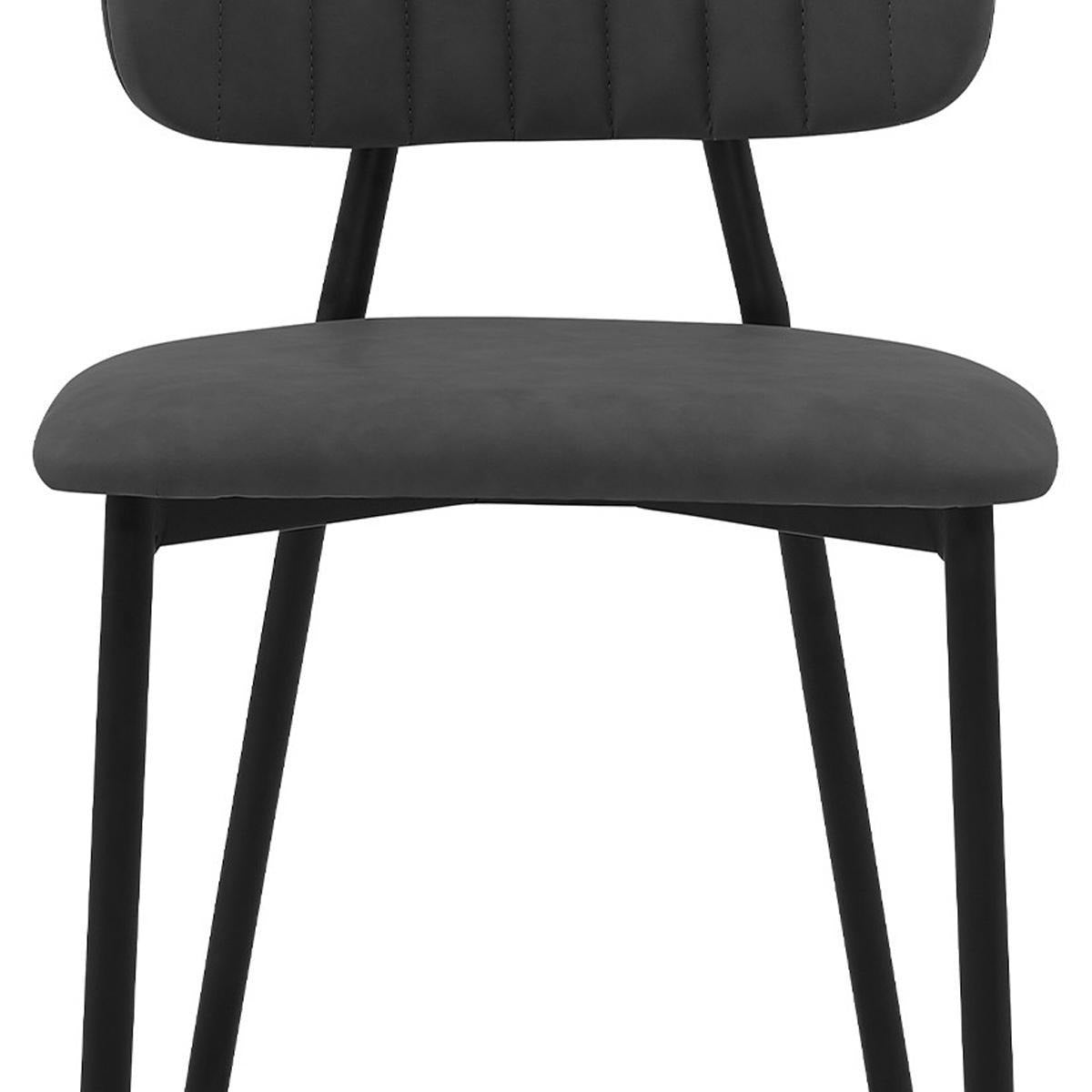 26" Gray And Black Faux Leather And Iron Low Back Counter Height Bar Chair - Living Room